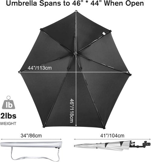 G4Free Adjustable Chair Umbrella - XL UV Protection Sun Shade with Universal Clamp for Beach & Golf