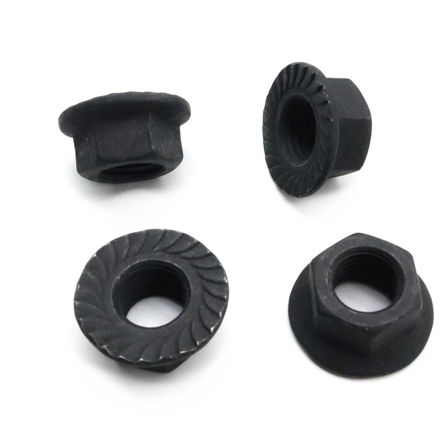QYIMLI 20Pcs M10 x 1.25mm Flange Nut, Carbon Steel Thread Hardware Nuts Serrated Flange Lock Nuts Metric Hex Flange Nuts Bright Finish (Black)