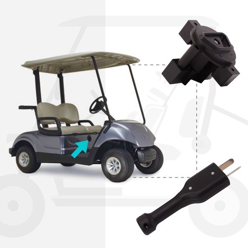 10L0L Golf Cart 2 Prong Crow Foot Charger Handle Plug & E-Way Plug Receptacle, Fits for Yamaha Electric Cart 36V Charger