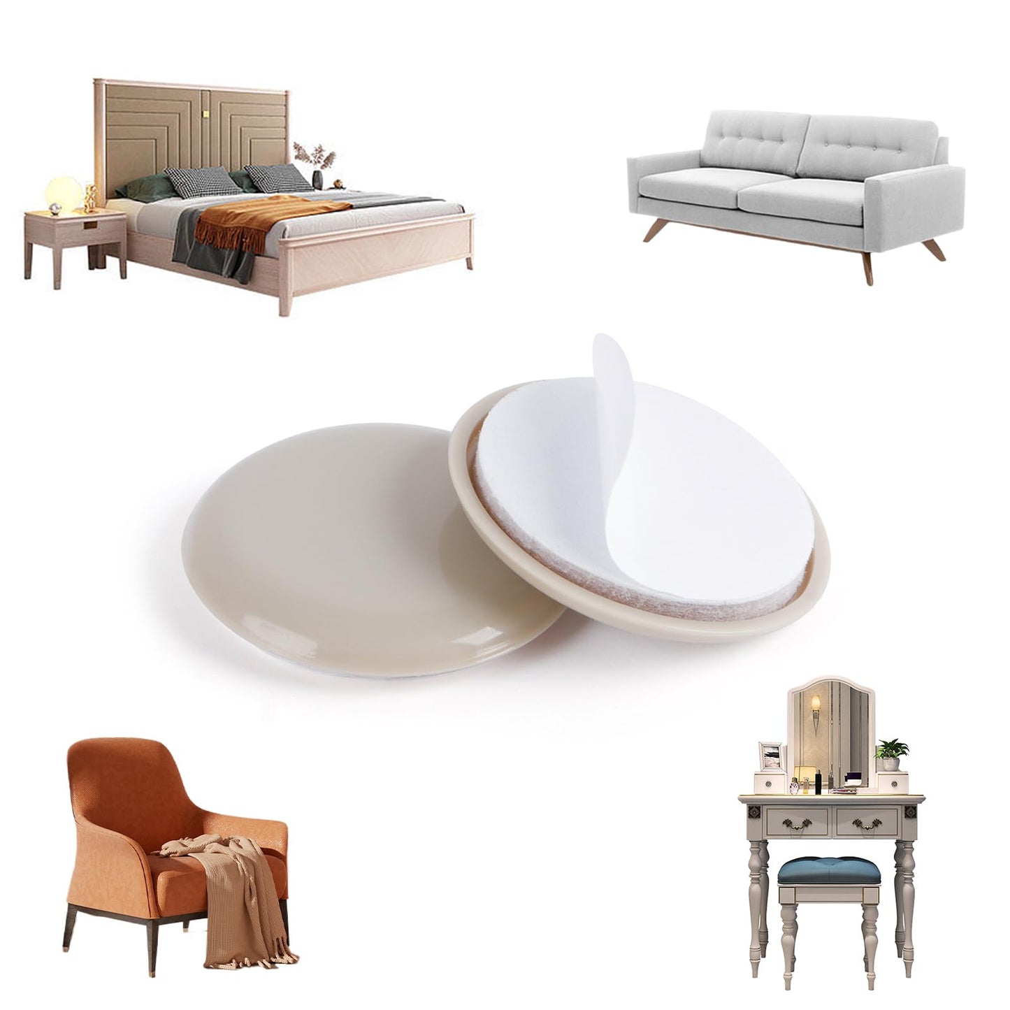 Self-Stick Furniture Sliders, New Space 36pcs 1-3/4" for Carpet - Adhesive Sliders for Quickly and Easily Move Any Item and Protect The Carpet