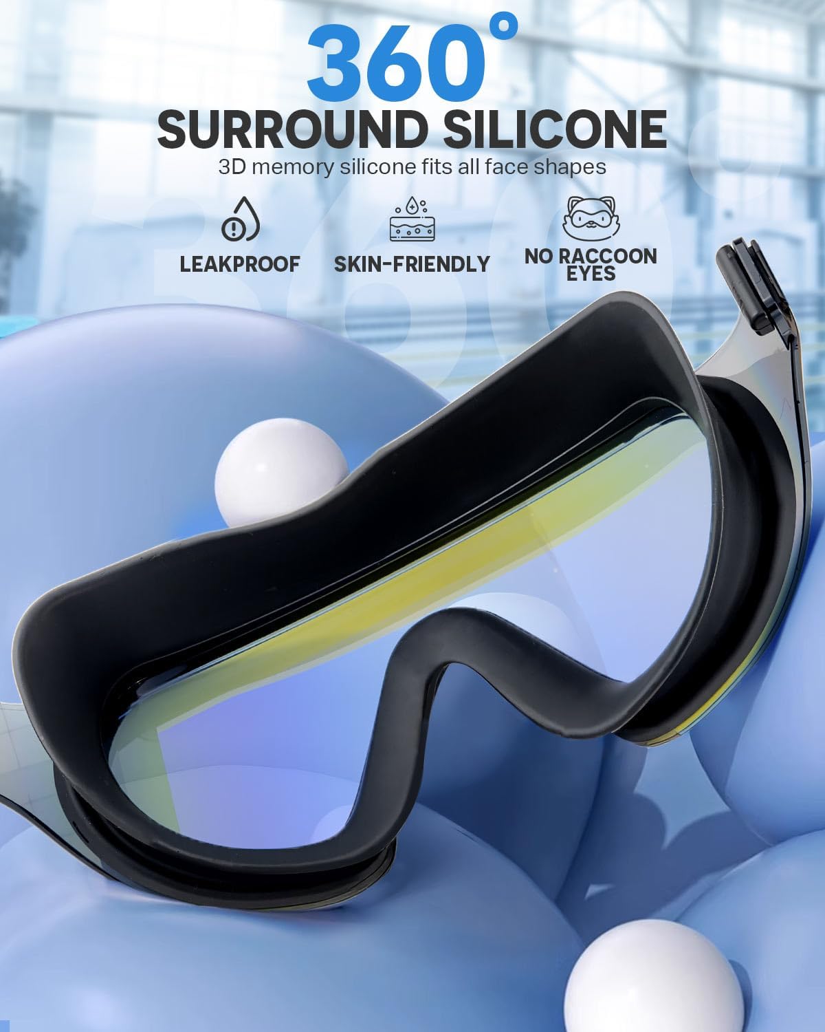 Zoomsnail Swim Goggles - Rimless Wide View Design | Anti-Fog UV Protection | 2 Pack for Adults