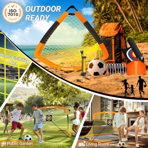 Pro Soccer Goal Set - 7x5 FT & 5x3.6 FT Pop Up Goals, Kids