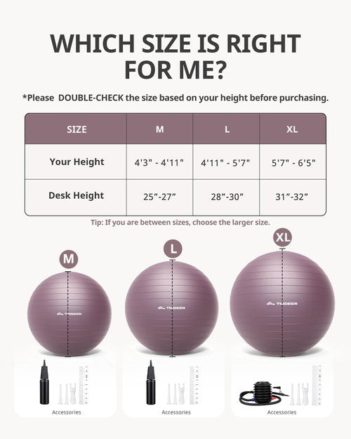 Trideer Exercise Ball Yoga Ball – Office Seating & Balance Ball Chair, Stability Ball for Pilates, Physical Therapy,Core Training & Balance Improvement & Stretching