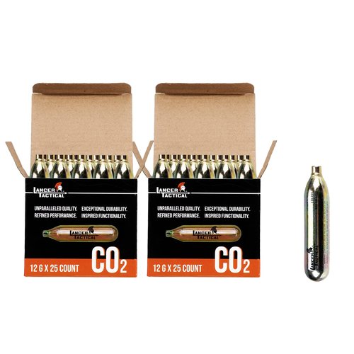 Lancer Tactical 50 Pack 12g CO2 Cartridges for Air Guns, BB Guns, Airsoft Pistols & Paintball Accessories