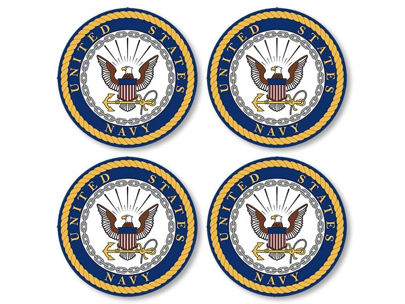US Navy Logo Stickers - 4-Pack 1.5 Inch Vinyl Decals