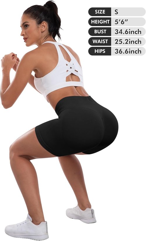 ATHVOTAR Women's Workout Gym Shorts - High Waisted Seamless Scrunch Butt Lifting Design