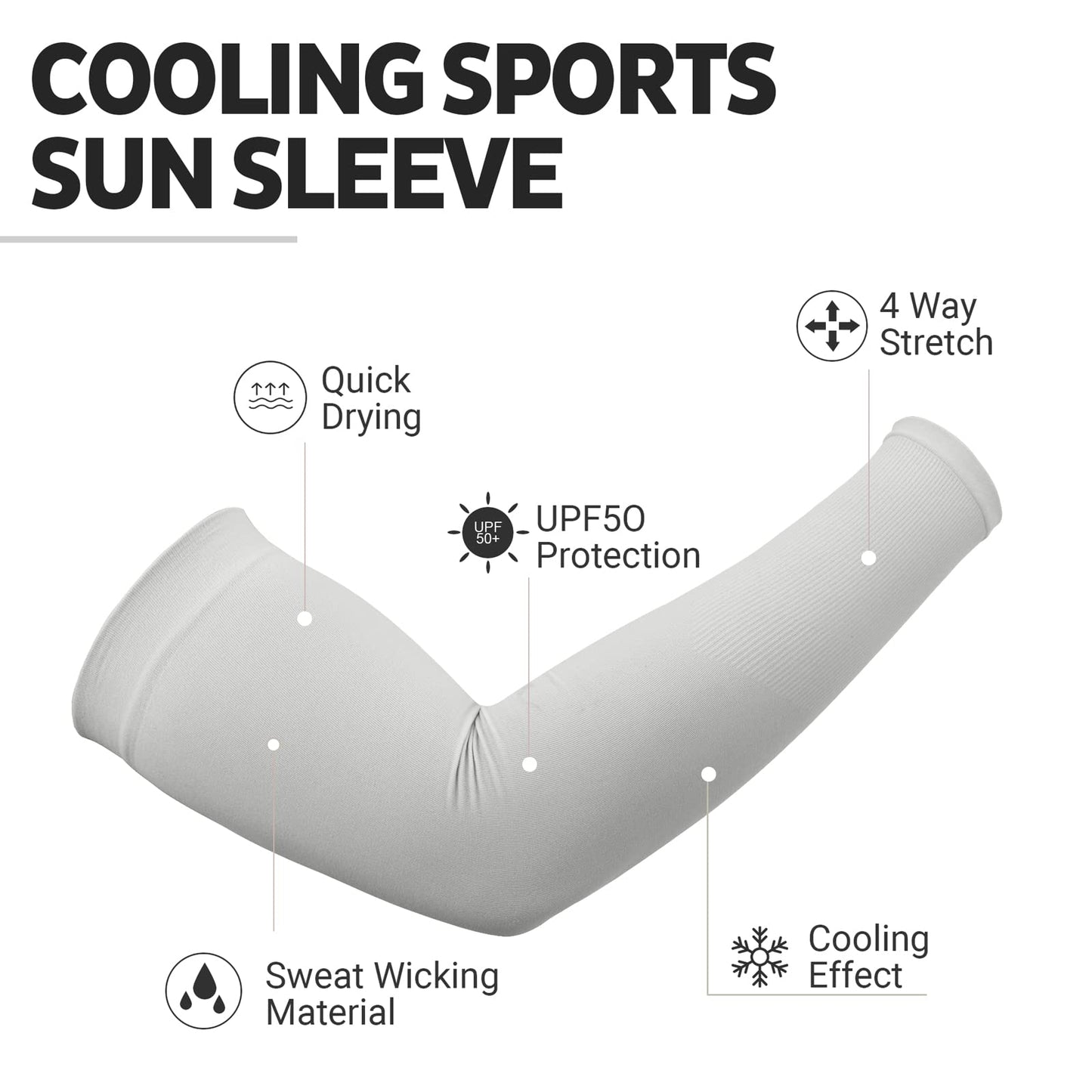 HEGCOIIE 5 Pairs Arm Sleeves for Men & Women, UPF 50+ Sun Protection Sleeves, Cooling UV Sport Arm Sleeves for Running,Golf, Cycling,Baseball (Gray)