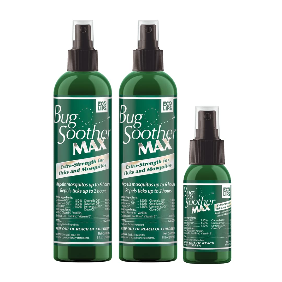 Bug Soother MAX DEET-Free Tick & Mosquito Repellent Spray, 8 oz. 2 Pack