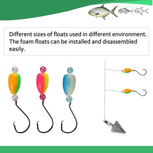 Dovesun Pompano Rig Floats - Bright Color Foam Bobbers for Surf & Fly Fishing | 42-220 Pcs Variety