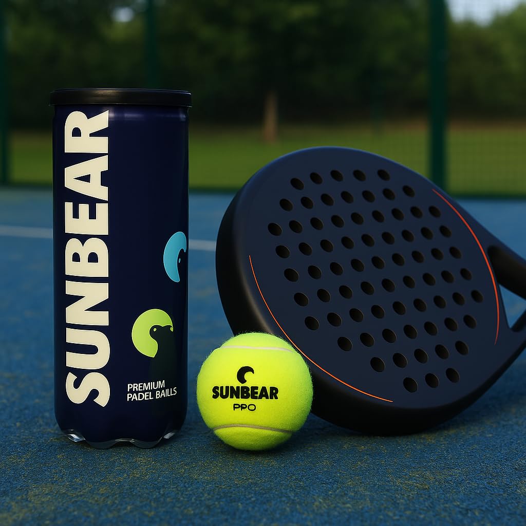 Sunbear Padel Balls – Pro Edition 3 Pack | Tournament Quality Pressurised Balls for Padel Tennis – Fast & Lively Bounce, Durable Felt, Long-Lasting Performance