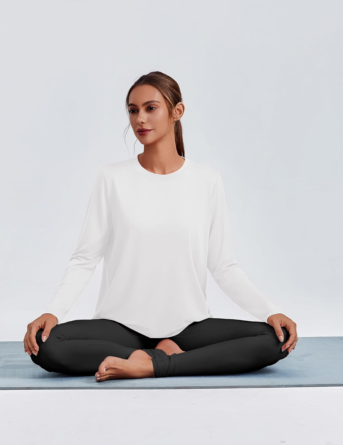 PINSPARK Long Sleeve Workout Tops for Women - Quick Dry UPF 40+ Athletic Shirts | Loose Fit for Gym & Hiking