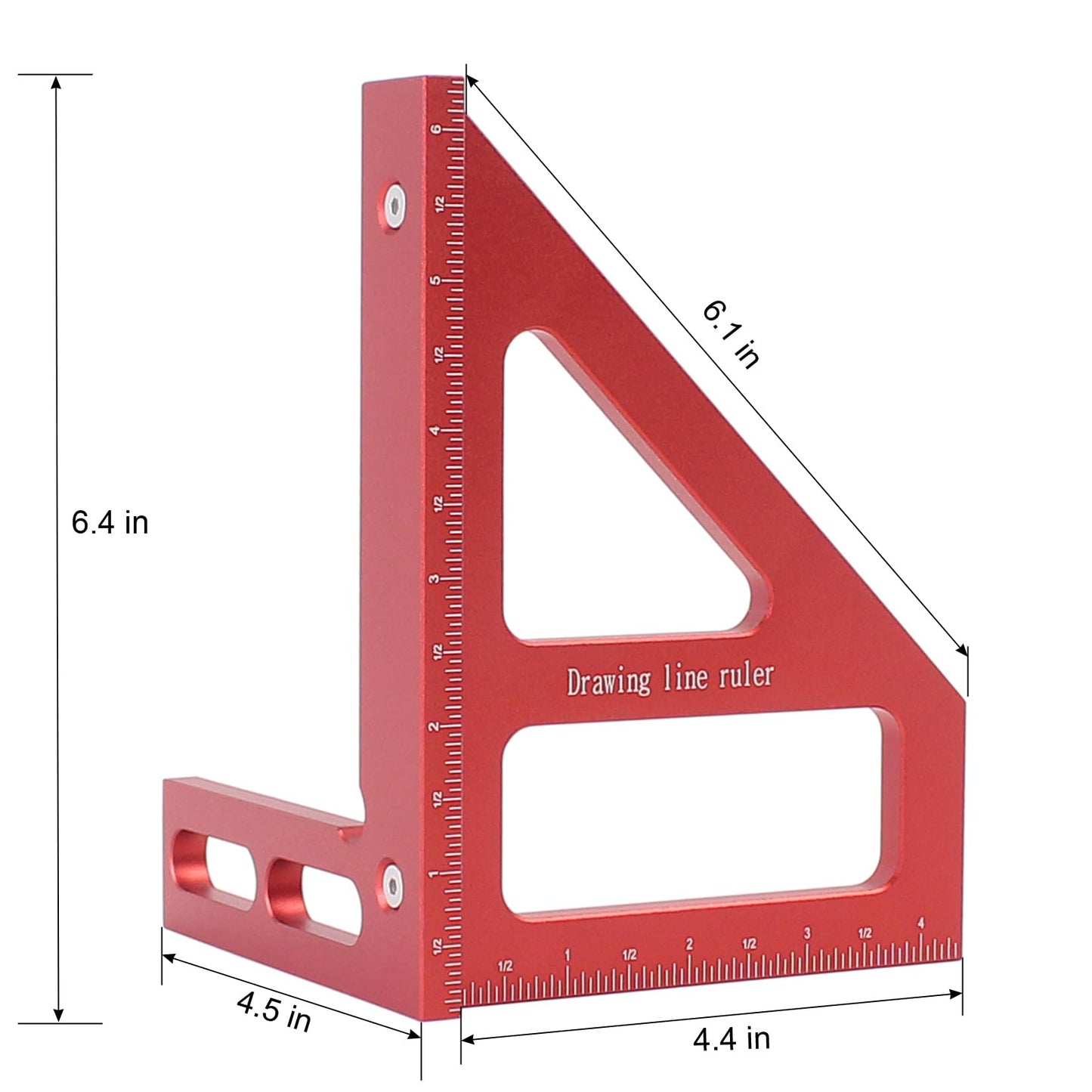 KETIPED 6" Imperial 3D Multi-Angle Measuring Ruler,45/90 Degree Aluminum Alloy Woodworking Square Protractor,Drawing Line,Miter Triangle Ruler High Precision Layout Measuring Tool for Woodworking