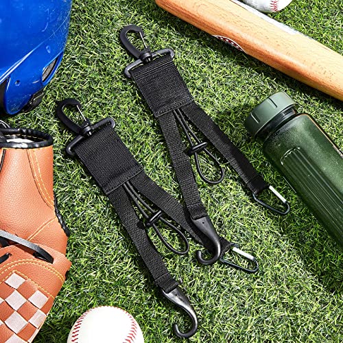 Baseball Softball Gear Hanger - 2 Pcs Dugout Organizer with Bat Holder, Glove Clip & Helmet Hook - Black