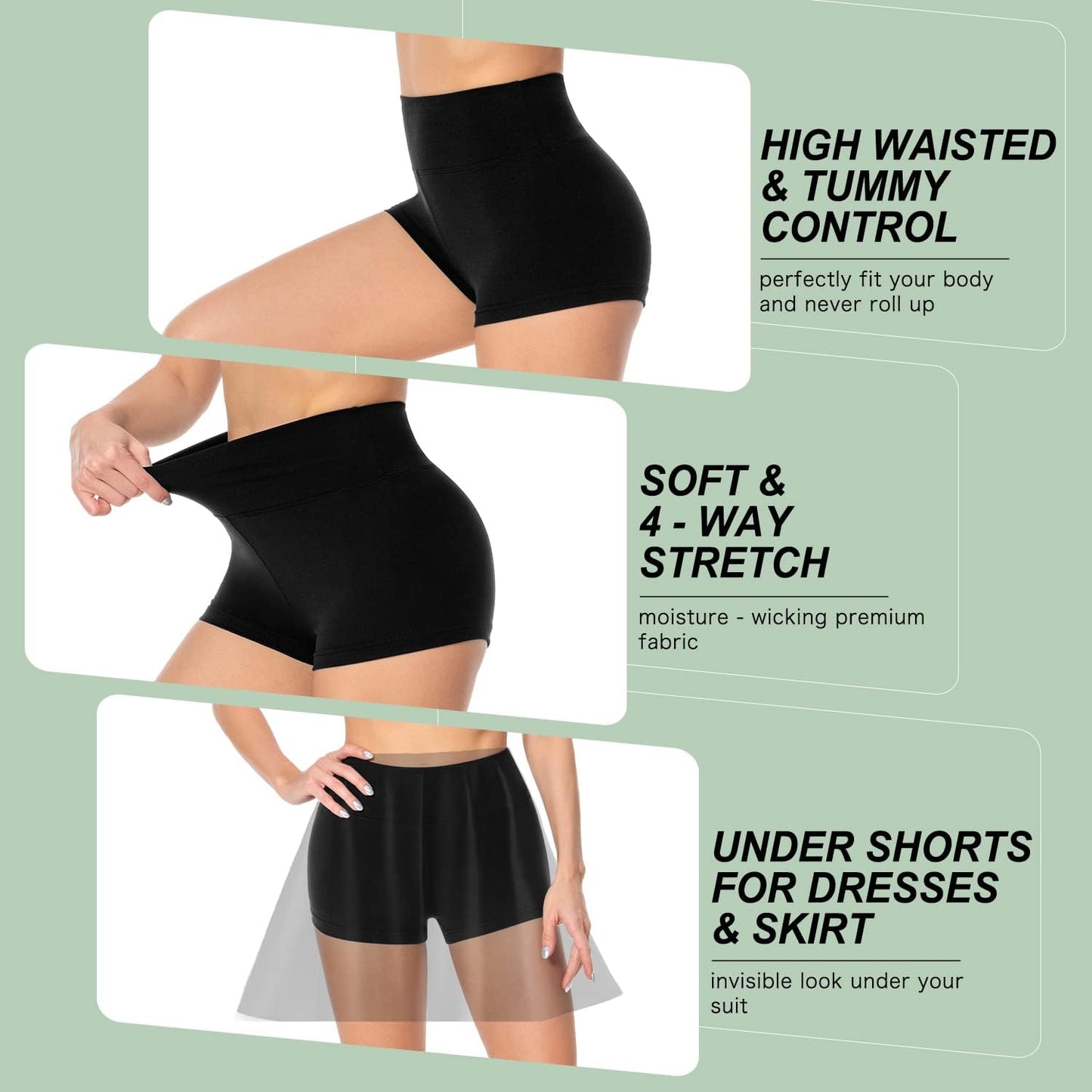 Skiennix Women's High Waisted Biker Shorts - Spandex Yoga & Workout | Comfortable Athletic Booty Shorts