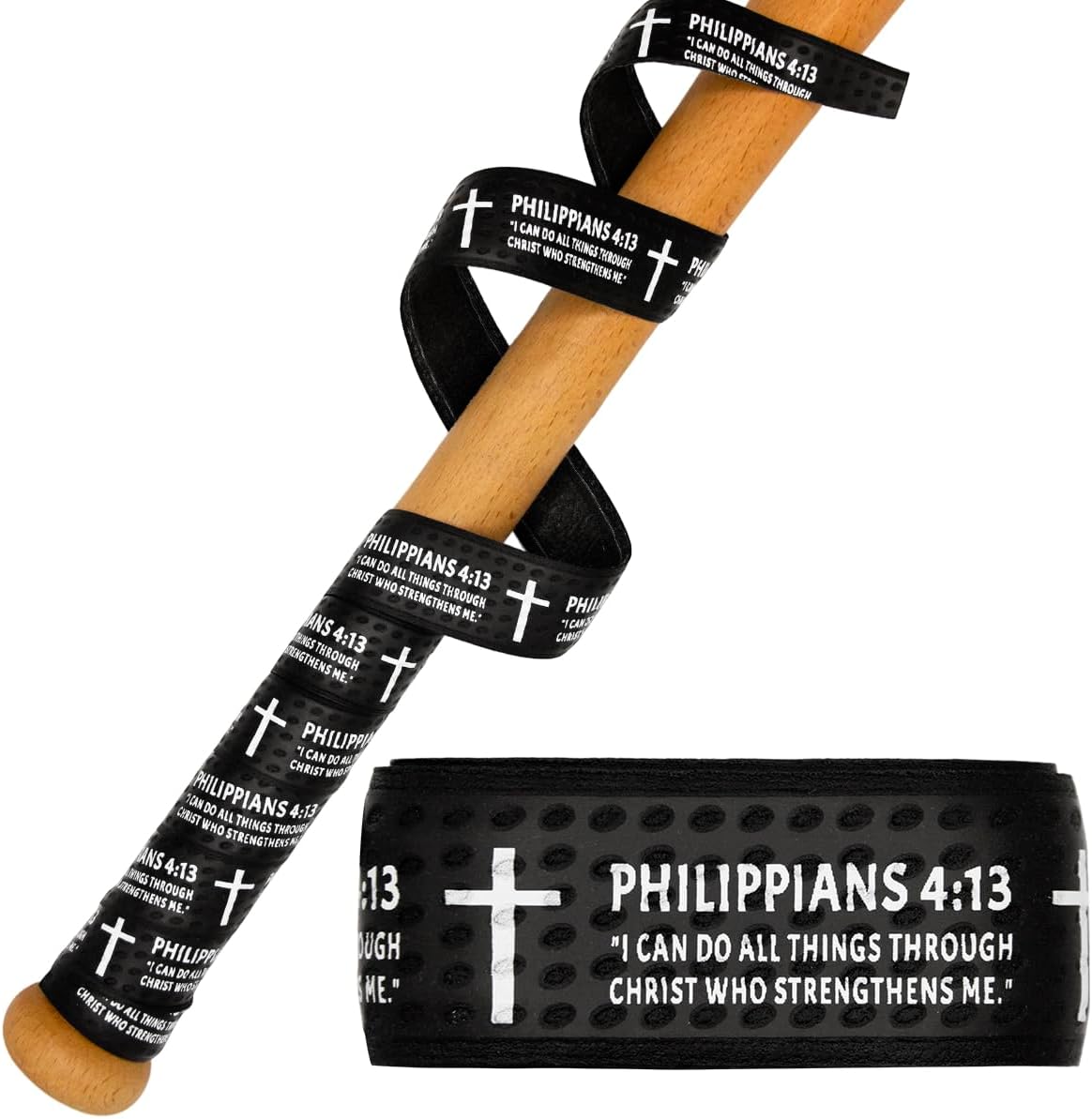 Piemow Baseball Bat Grip Tape - Faith Cross Design | 1.5mm Precut, Non-Slip Adhesive for Sports