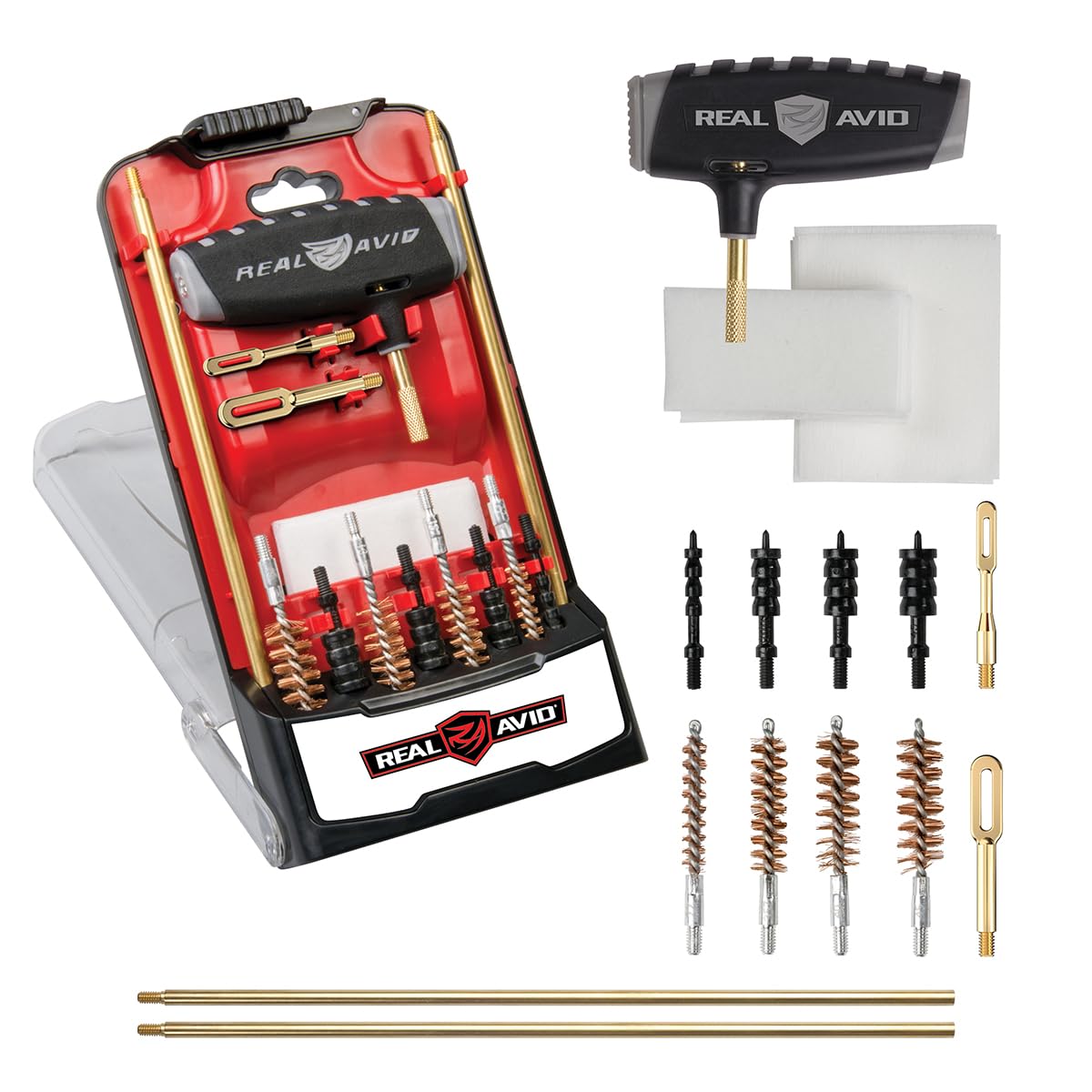 Real Avid PRO Handgun Cleaning Kit – Multi-Caliber Pistol Cleaning Kit for .22, 9mm, .357, .38, .40, .44 & .45 – Brass Rod, Bore Brushes, Jags, Patches & Crush-Proof Range Case