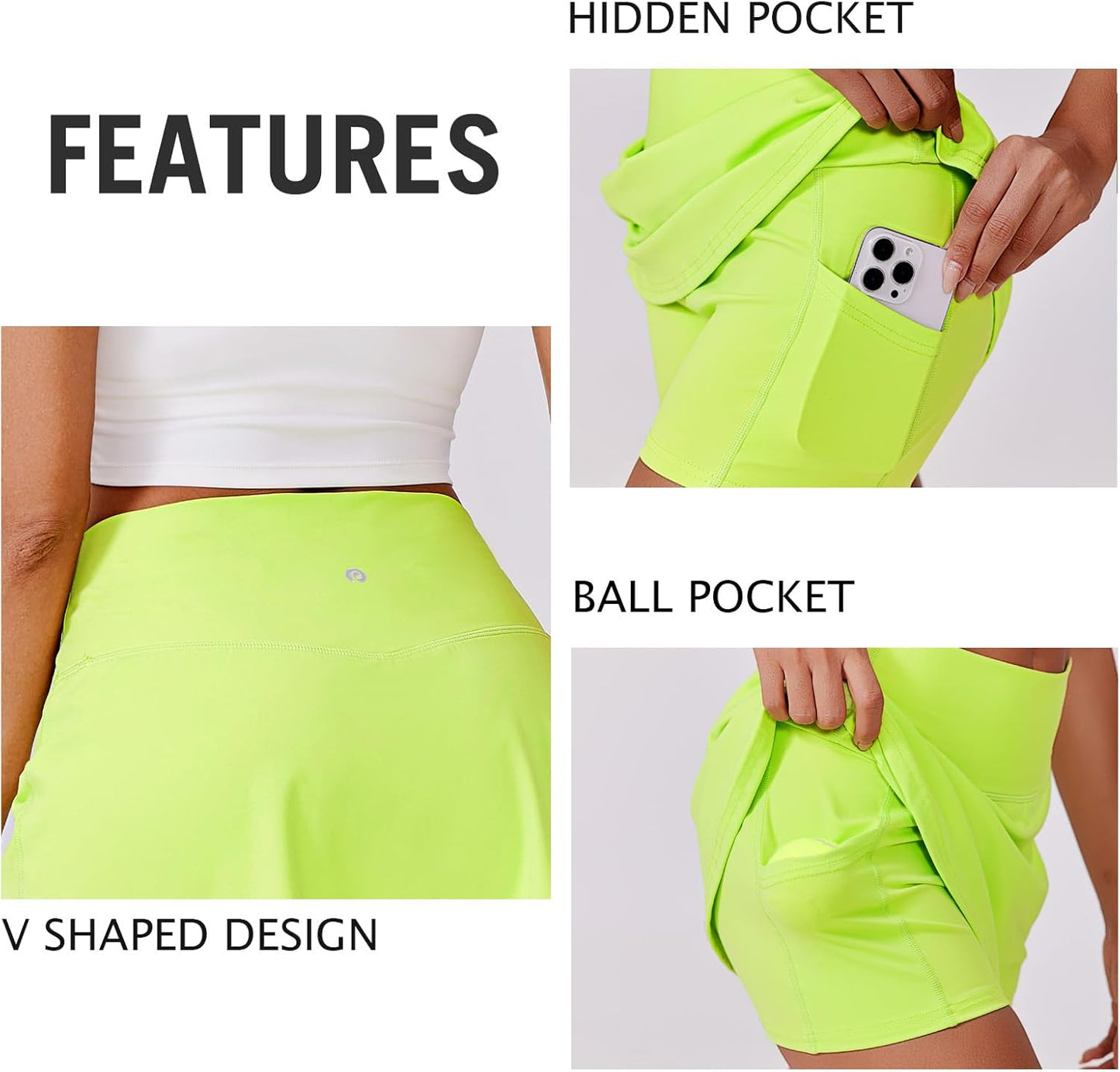 PINSPARK Women's Tennis Skirt - High Waisted Golf Skort with 2 Pockets | Stretchy Athletic Wear for Workouts