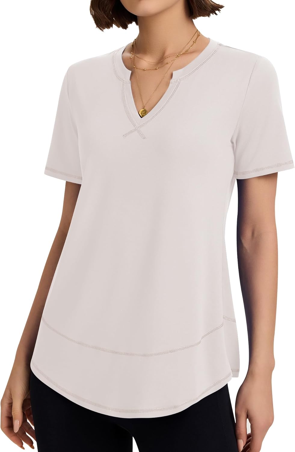 TCOT Women's V-Neck Workout Tops - Short Sleeve Athletic T-Shirts for Yoga & Hiking