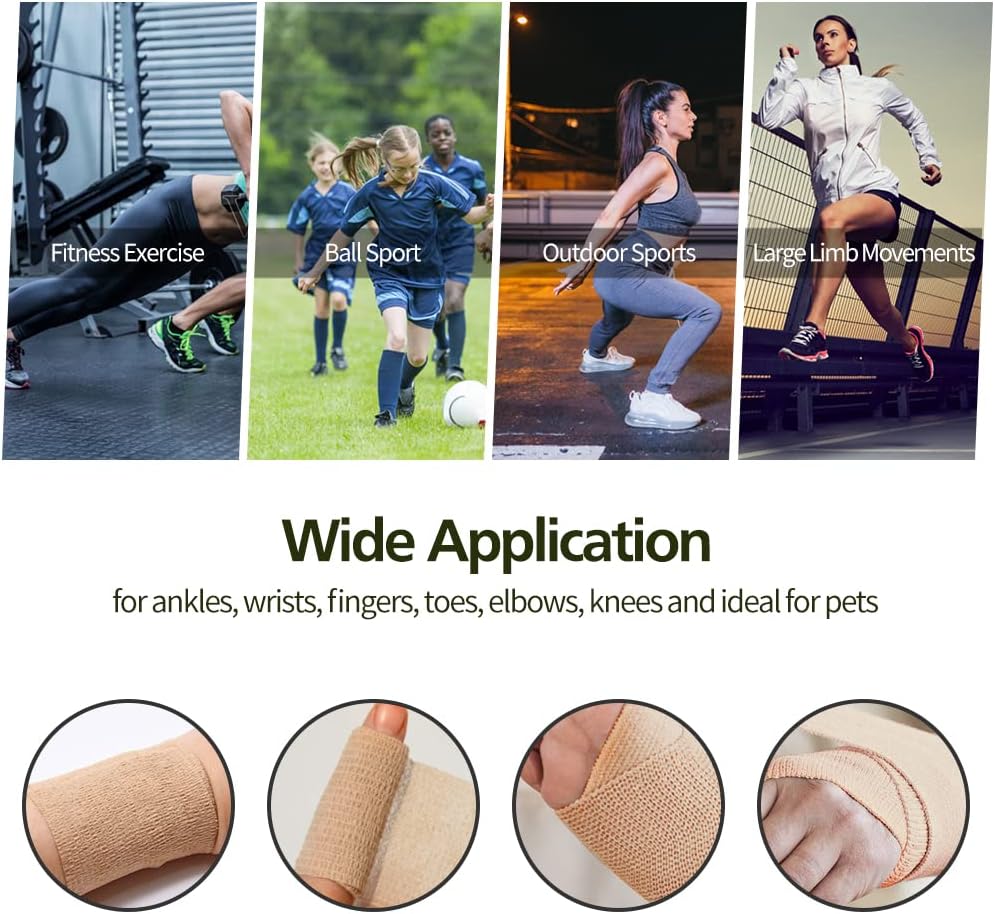 Skiennix Self-Adhesive Bandage Wraps - 6pcs, 5 Yards Each, 12 Color Options for Sports & Swelling