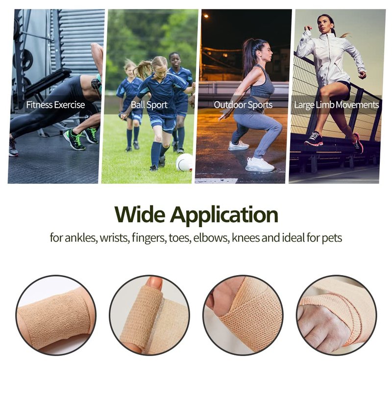 24pcs Self Adhesive Bandage Wraps, 3in 5 Yards 12 Colors, Vet Wrap for Sports, Wrist, Ankle and Swelling