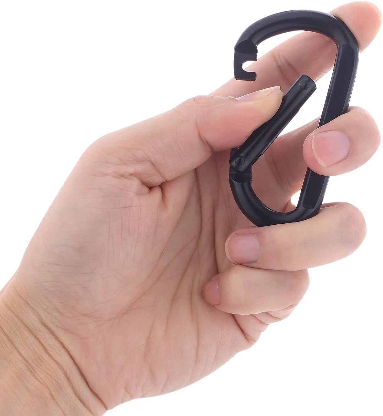 Skiennix Heavy-Duty 3-Inch Black Carabiner Snap Hook - Durable Steel Clip Link Buckle (4-Pack)