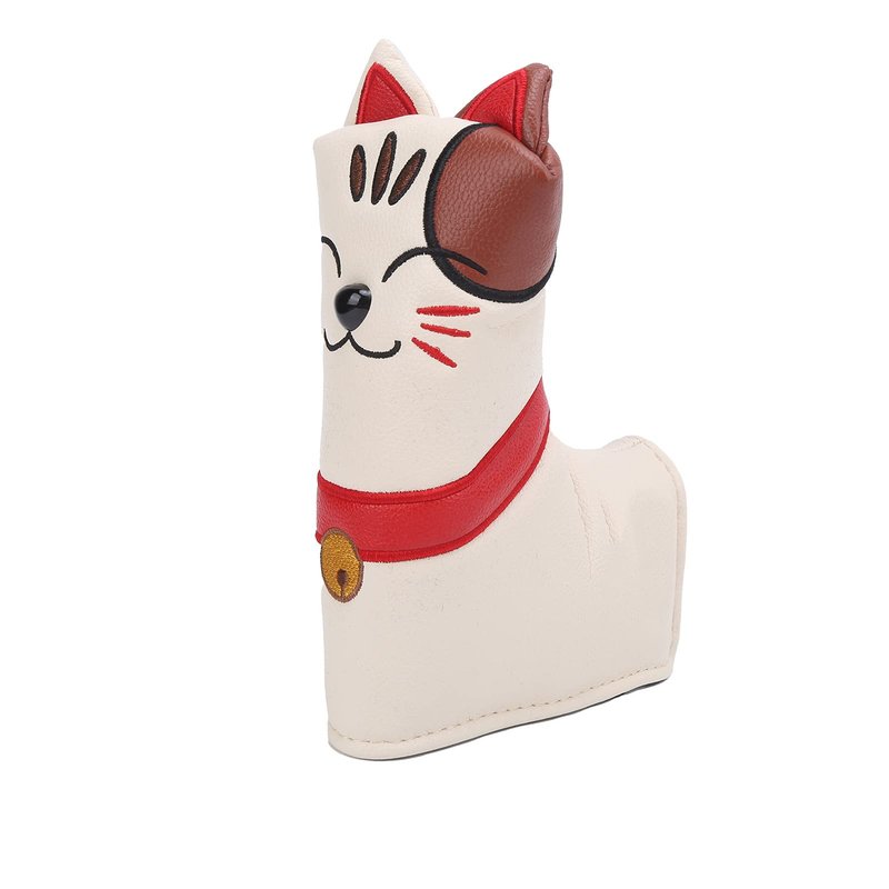 Putter Cover, Cute Lucky Cat Design Magnetic Closure, Blade Putter Cover L Type PU Leather Plush for Golfers Gifts Practice Travel