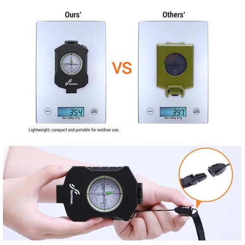 Sportneer Compass Survival Hiking Military Waterproof Lensatic Compass with Inclinometer for Camping Hunting