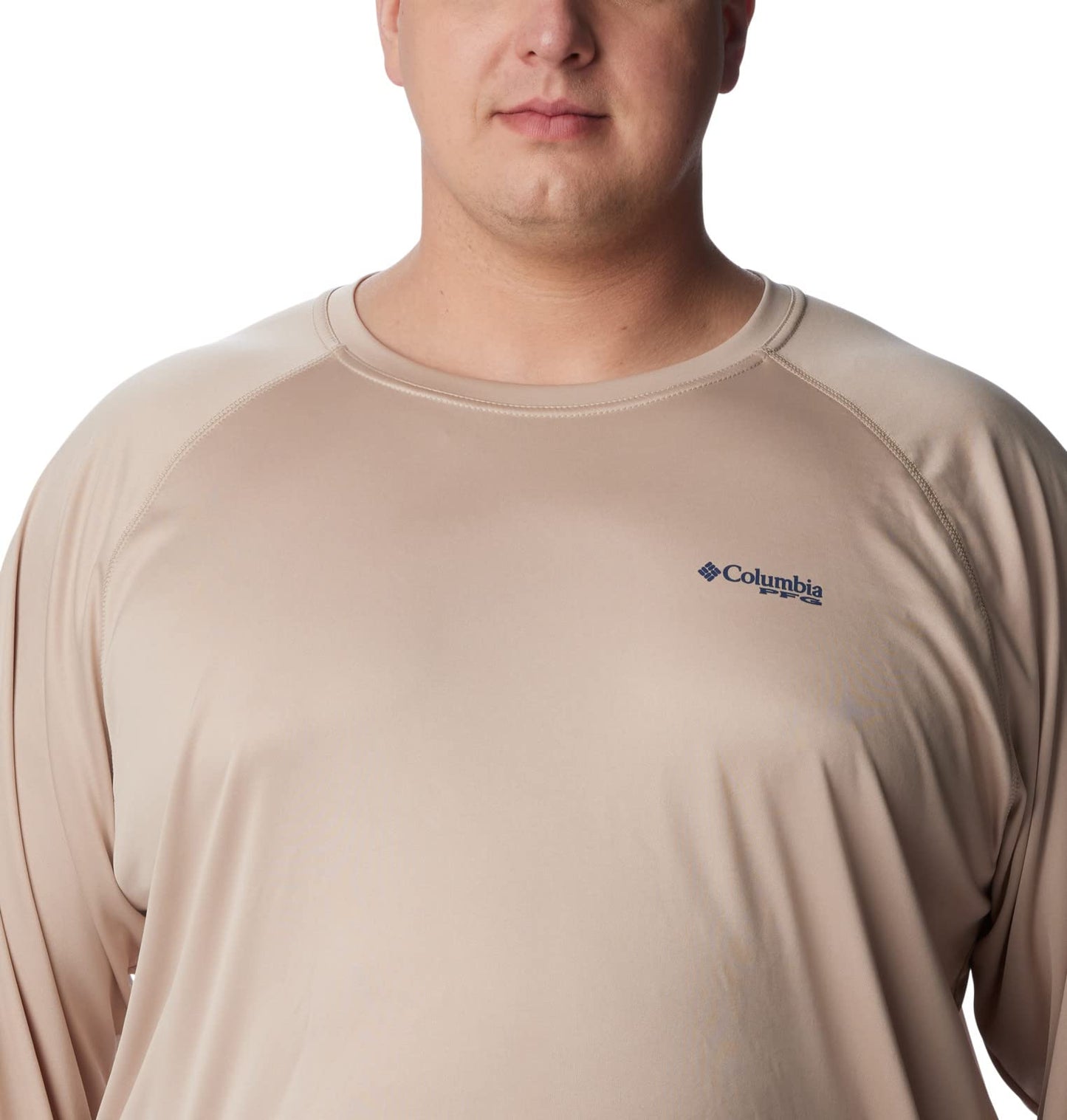 Columbia Men's Terminal Tackle Long Sleeve Shirt, Ancient Fossil/Carbon Logo, 5X Tall