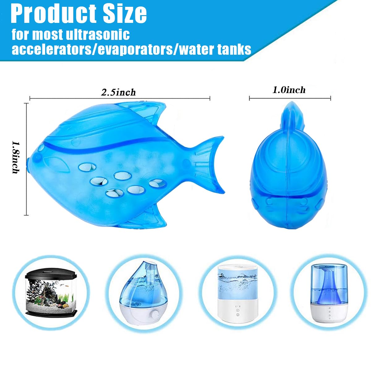 12PCS Universal Humidifier Tank Cleaner,Humidifier Cleaning Fish for Humidifiers & Fish Tanks, Purifies Water, Eliminates White Dust and Odor, Prevents Hard Water Build-Up