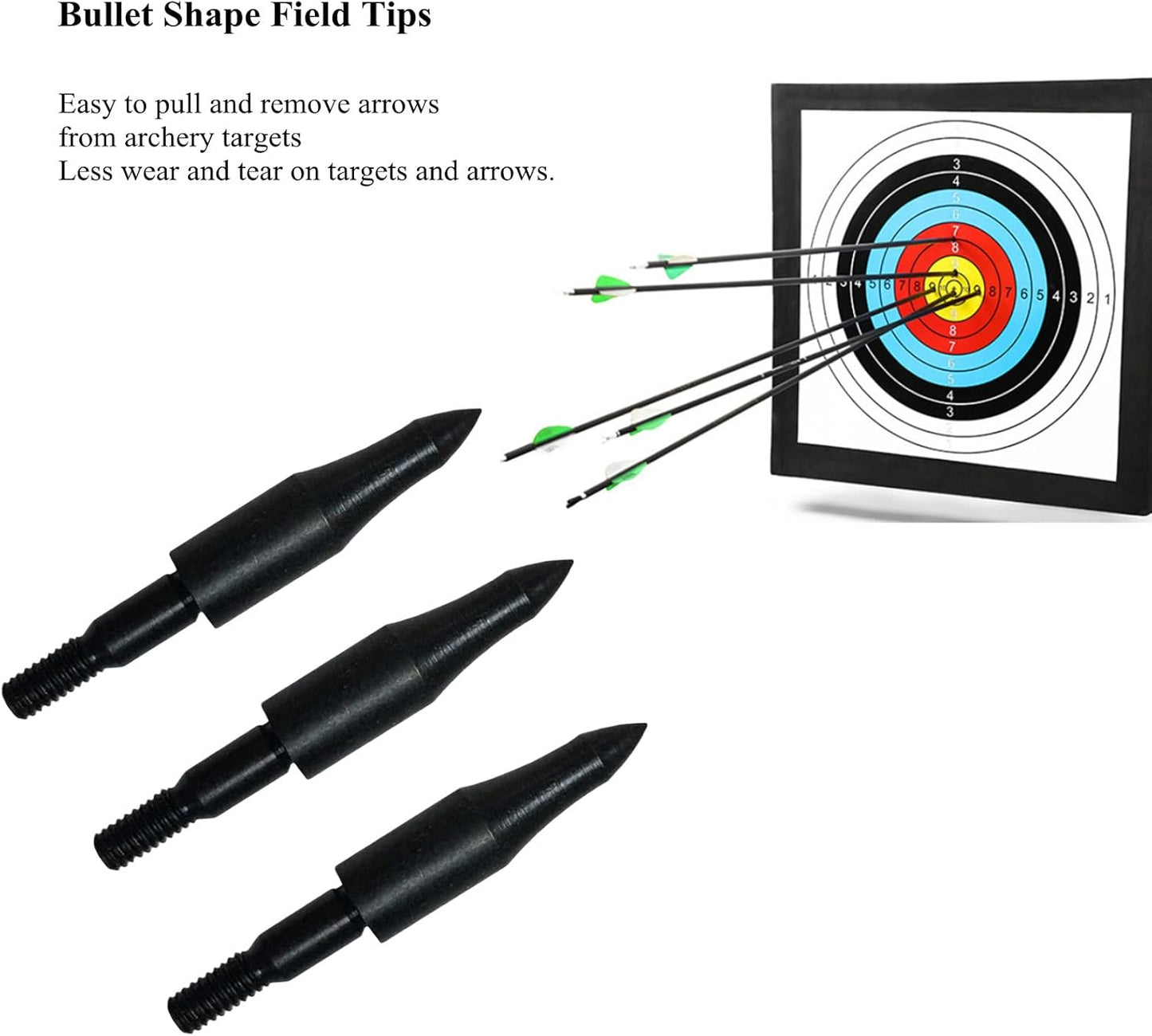 Skiennix 12pcs High Precision Crossbow Arrow Tips - Screw-In Bullet Points for 5/16 Inch Arrows