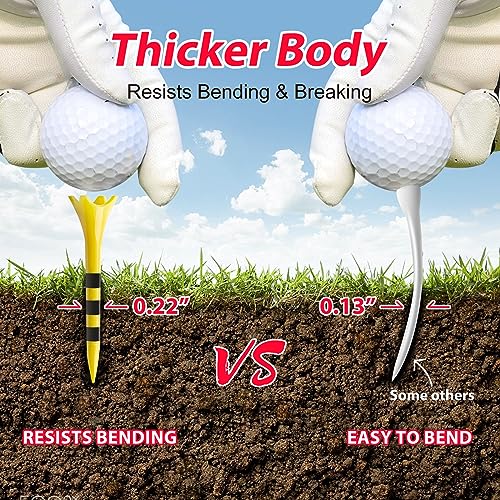 Yellow 2-3/4" Plastic Golf Tees Pack of 100 - Durable & Reduced Friction