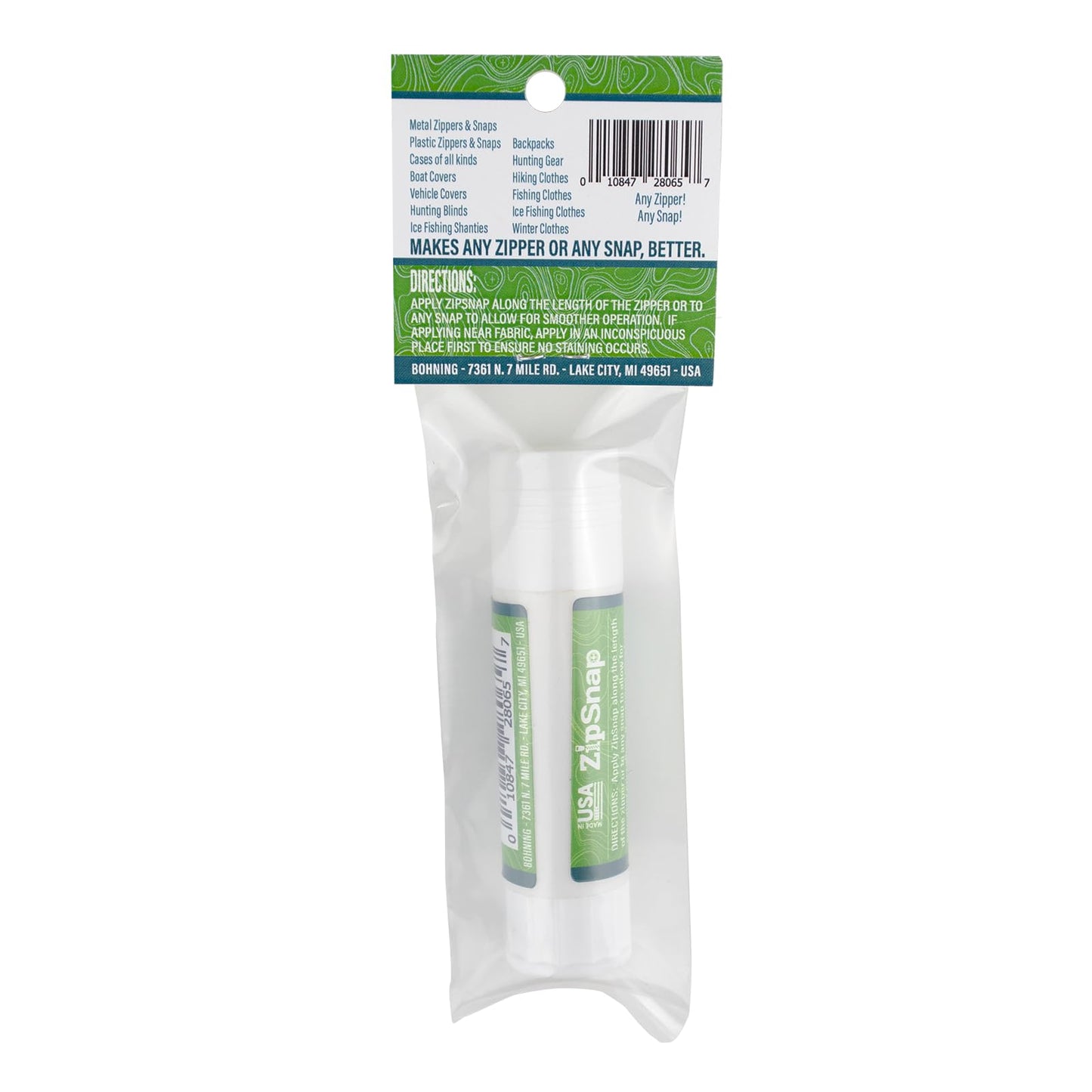 ZipSnap Zipper and Snap Wax Lube for Hunting Blinds, Ice Fishing Shanties, Outdoor Clothing, Backpacks