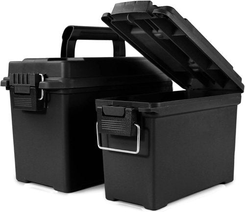 GUGULUZA Plastic Ammo Cans - 2-Pack Lockable Waterproof Storage Containers for Hunting Gear | Stackable Design