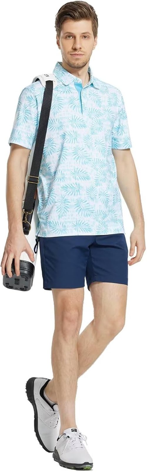 M MAELREG Men's Golf Polo Shirt - Short Sleeve Moisture-Wicking Performance with Stylish Print Patterns
