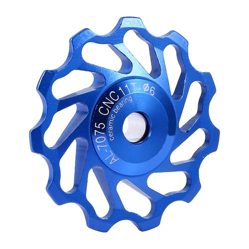 ASHATA Derailleur Pulley 11T Wheels Wheel Ceramic Pulley Aluminium Alloy Roller Accessory Support 7/8/9/10 Speed for (Blue,11T)