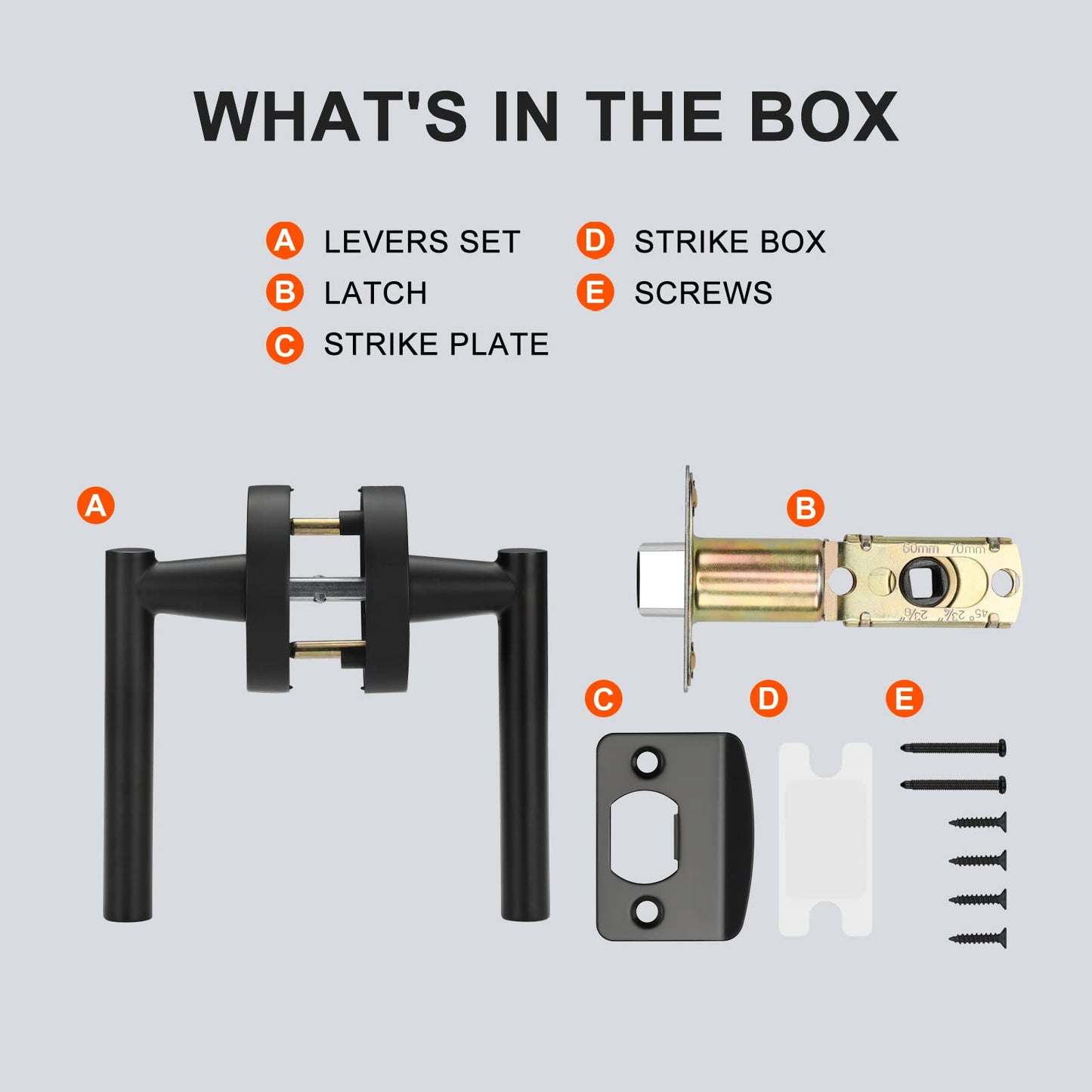 Haidms 3 Packs Matte Black Closet Door Handle, Passage Door Lever, Black Hall and Closet Door Handles for Hallways, Closets and Laundry Rooms