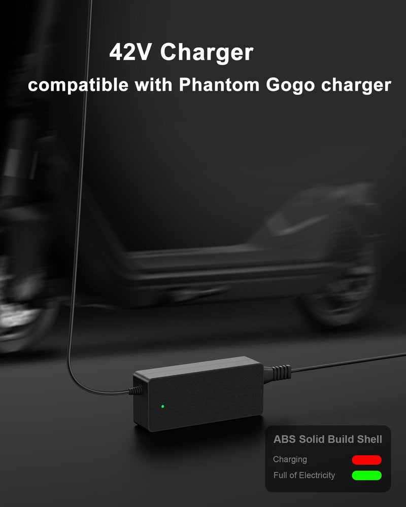 VHBW 42V Scooter Charger Compatible with Phantom Gogo Charger, Compatible with Phantom Gogo A8 A9 Electric Scooter
