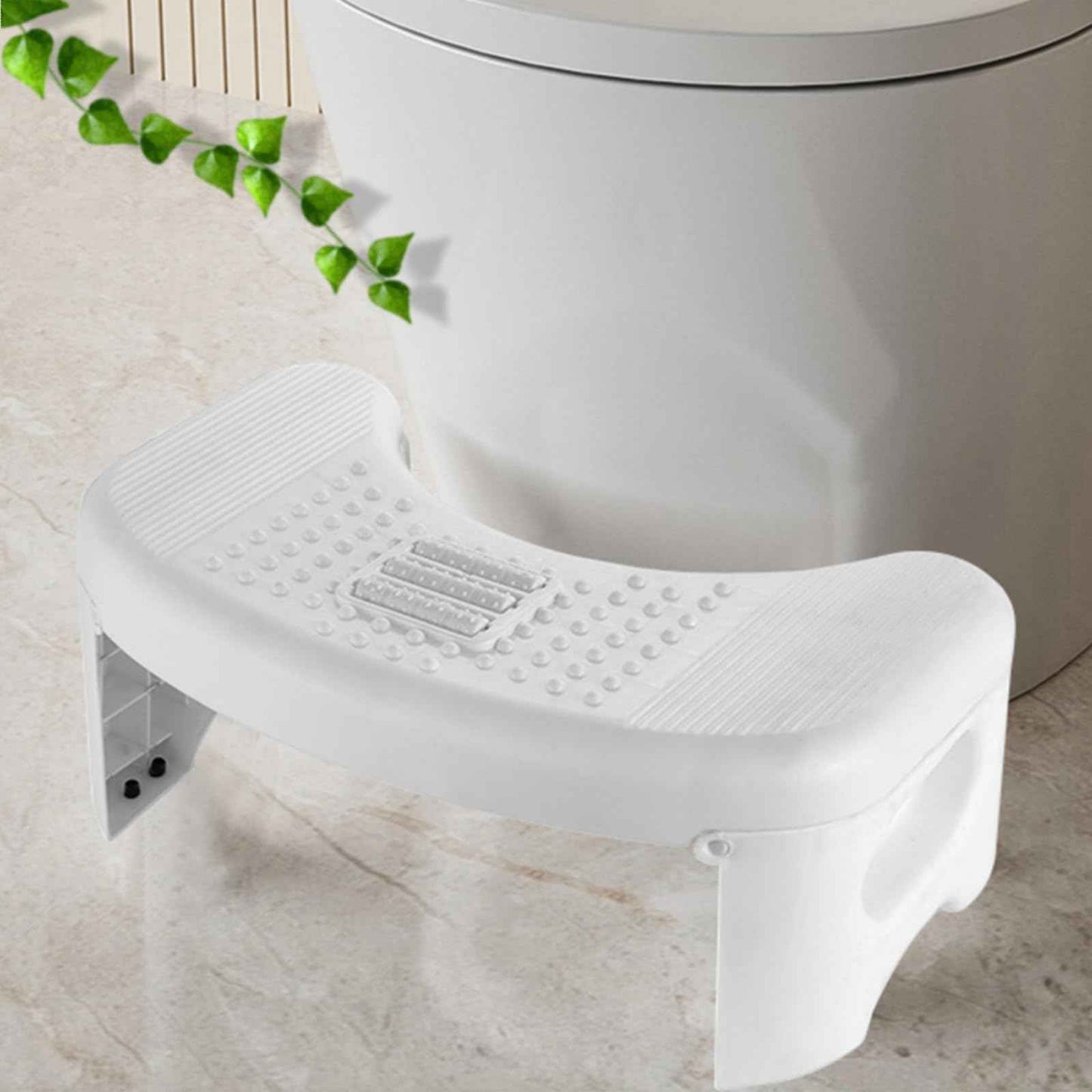 Bathroom, Non-Slip Foldable Poop Adult White, 7 Inch Assistance Step Massage Soles of The Feet Toilet Step Stool, Suitable for Shower, Study, Living Room