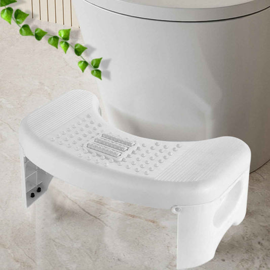 Bathroom, Non-Slip Foldable Poop Adult White, 7 Inch Assistance Step Massage Soles of The Feet Toilet Step Stool, Suitable for Shower, Study, Living Room