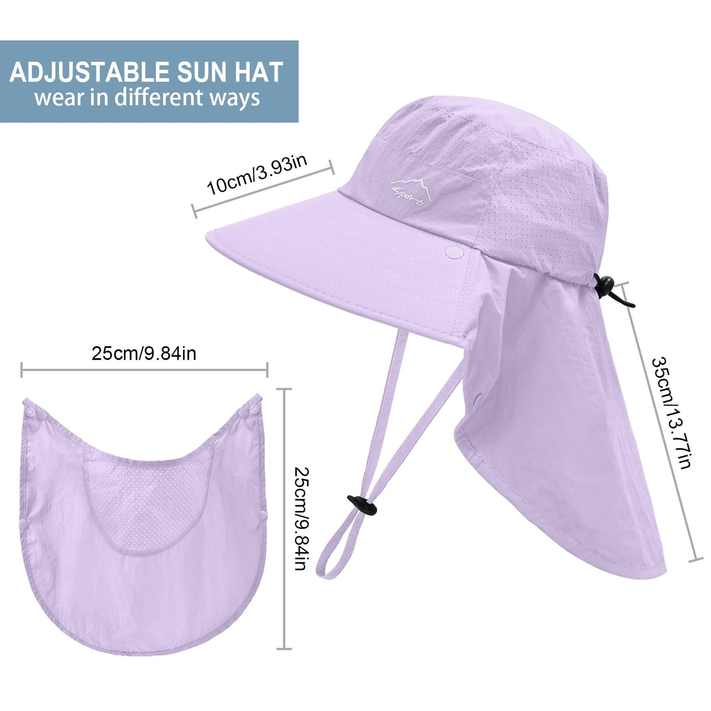 Sun Hat for Men Women with Neck Flap,UPF 50+ UV Protective Hiking Fishing Hats,Wide Brim Sun Hat for Women&Men