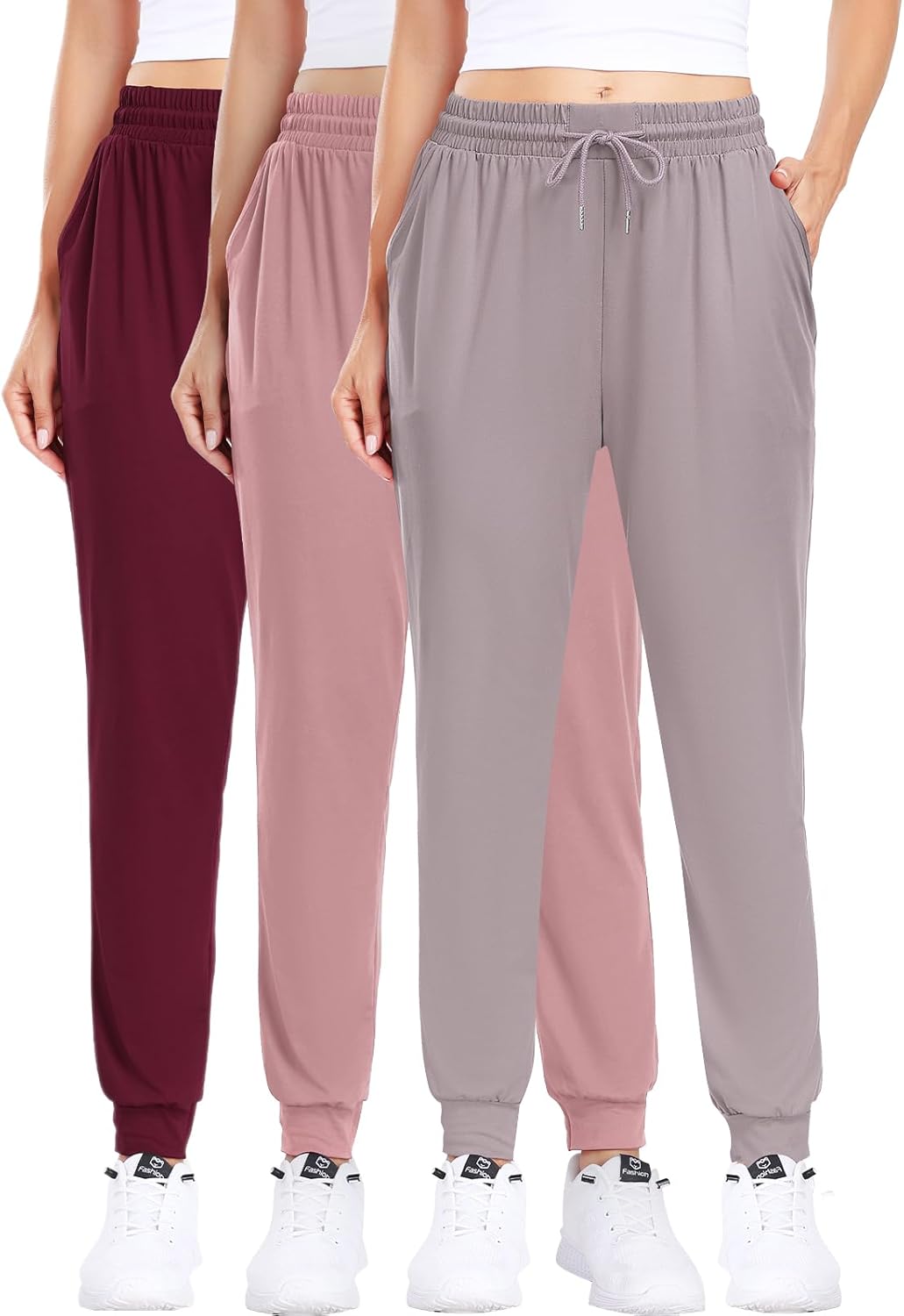 ZENEX 3 Pack Women Joggers, Women's Sweatpants with Pockets for Running, Yoga, Workout & Lounge