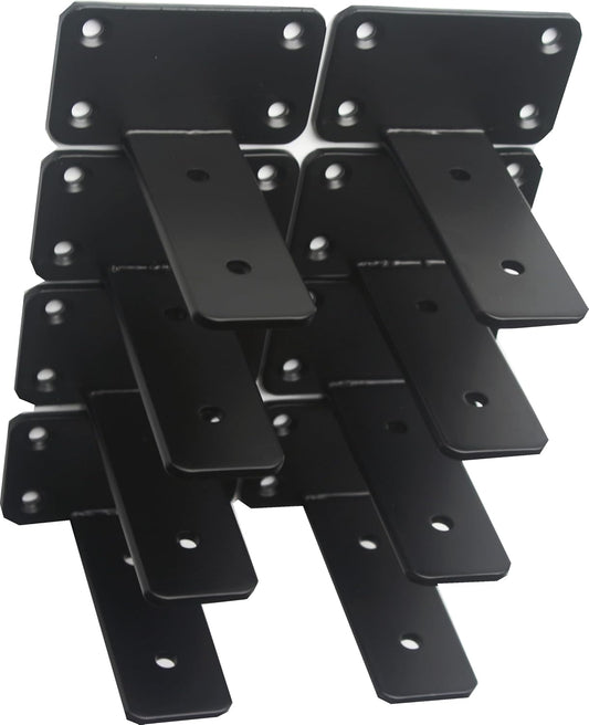 10-Inch Black Iron Floating Shelf Brackets - 12 Pack Rustic Industrial Support