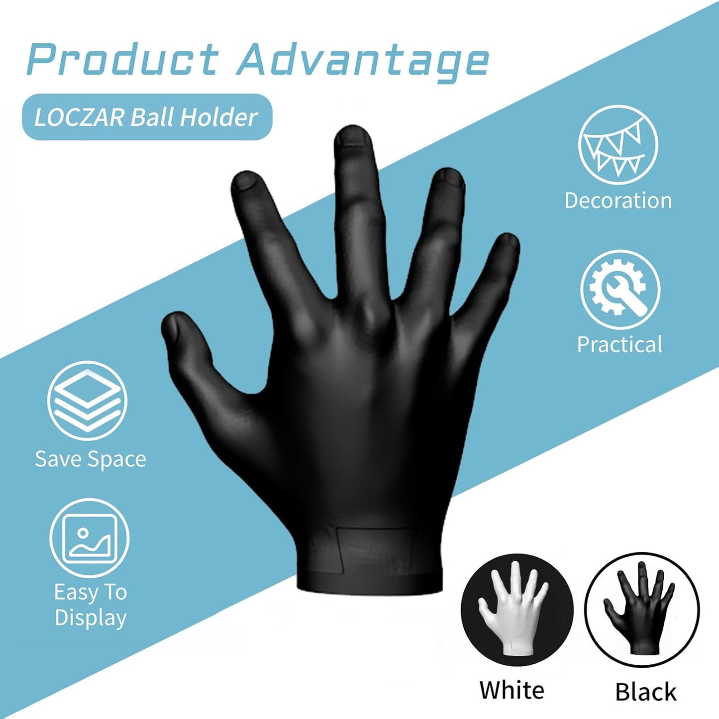 Skiennix Basketball Holder - Hand Sculpture Wall Mount Art Decor | Unique Storage Rack for Man Cave