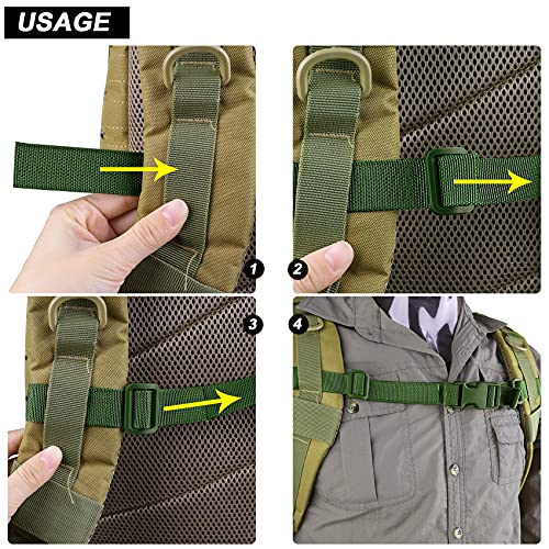 Adjustable Backpack Sternum Strap Chest Belt with Buckle - 4 Pack - Green