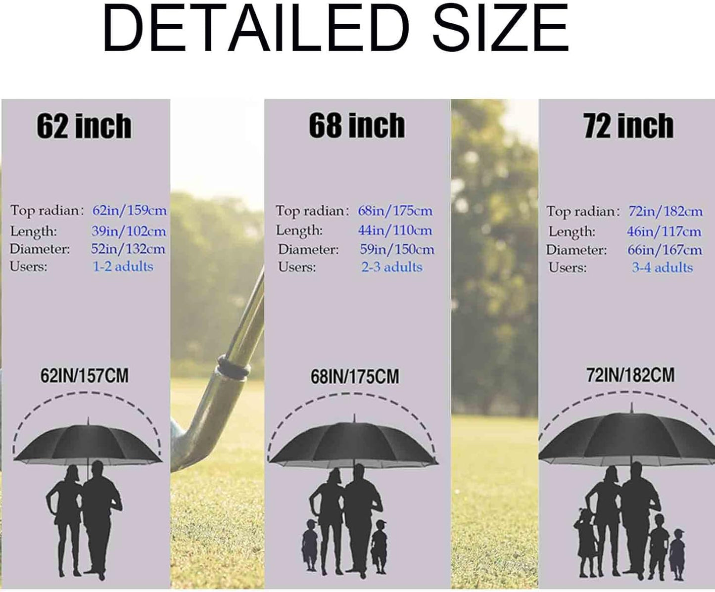 MRTLLOA Golf Umbrella - Extra Large 54/62/68/72 Inch | Automatic Open, Windproof & Waterproof