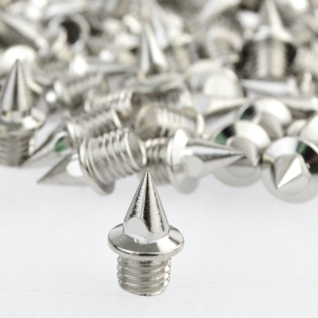 Wobe 200 Pcs 1/4" Stainless Steel Track & Cross Country Spikes with Spike Wrench, Shoe Replacement Spikes for Sprinting, Sports & Running Shoes Golf (Silver)