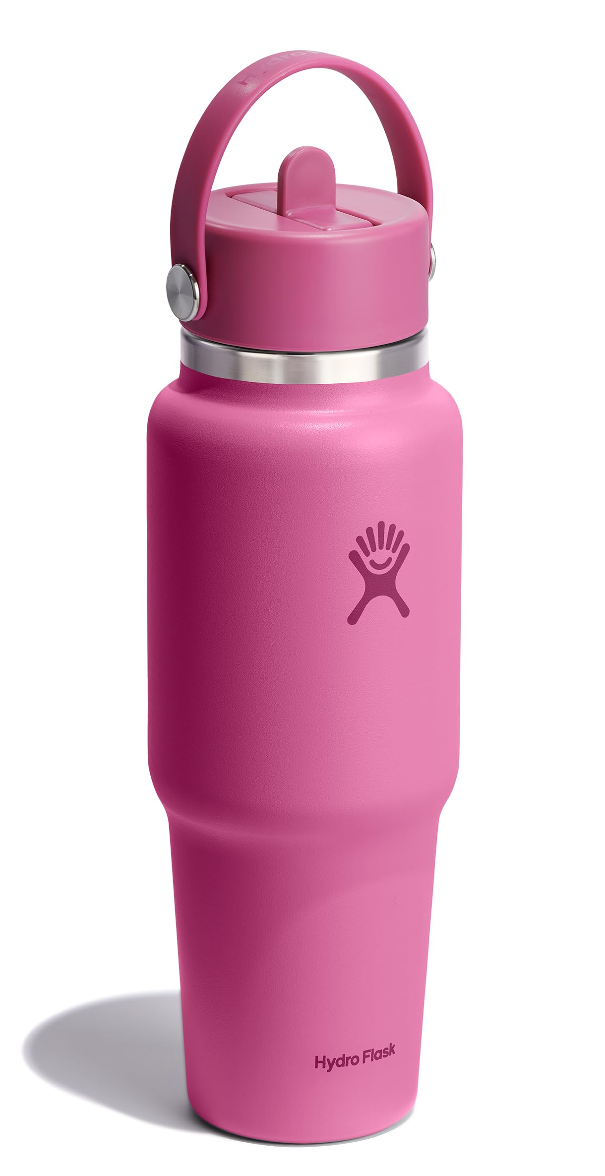 Hydro Flask Travel Water Bottle - Insulated Stainless Steel - Wide Straw Lid, Non Spill, Leakproof in 32 Oz Reef Pink