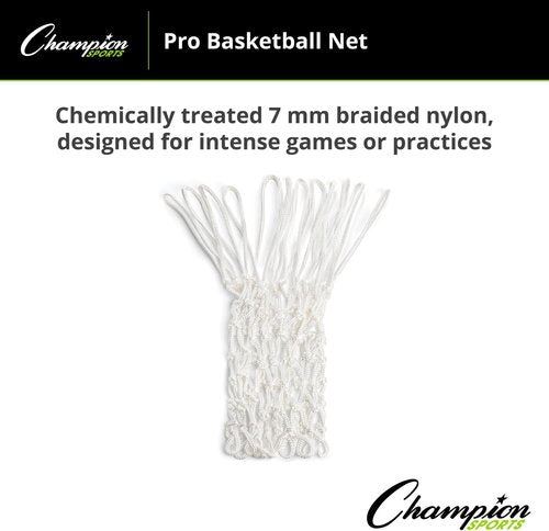 Champion Sports Basketball Net - 7mm Non-Whip Loops - Durable 250g - White