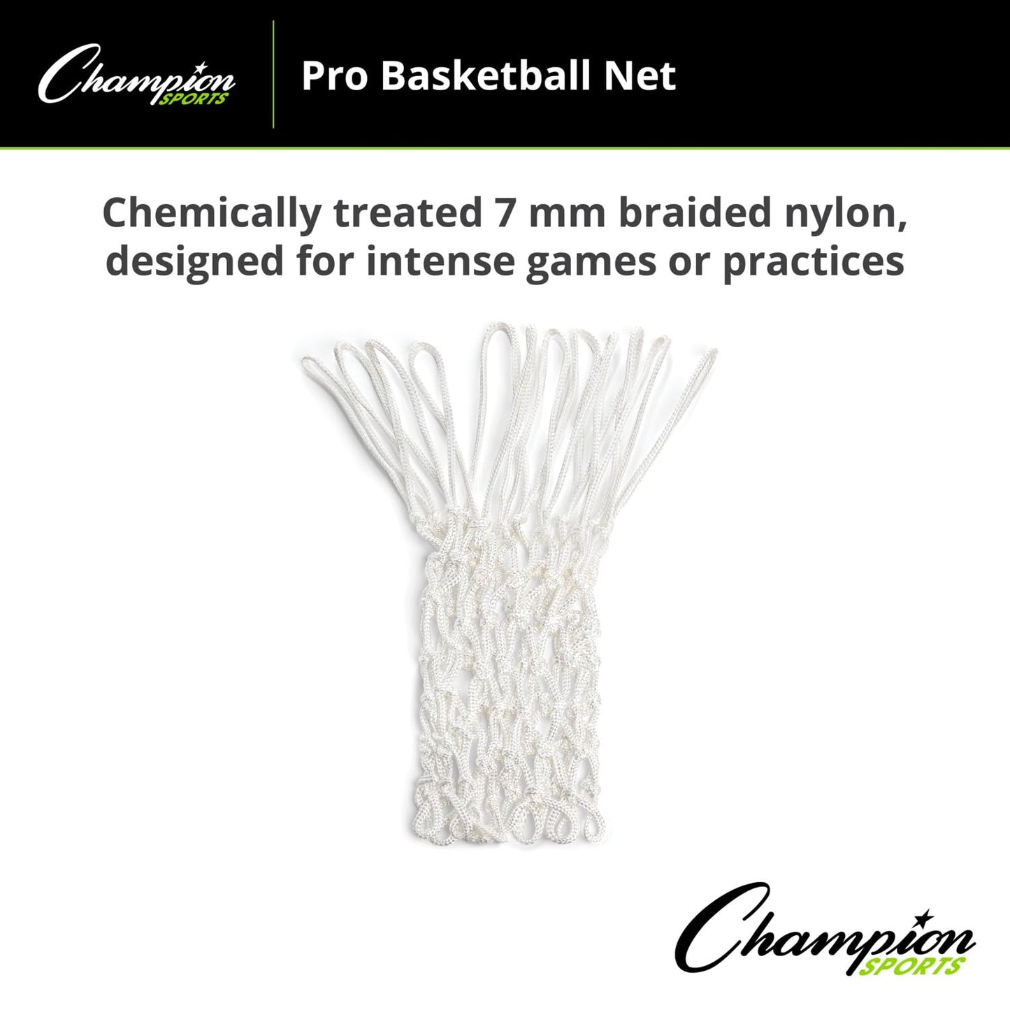 Champion Sports 7mm - 250gm - Basketball Net - Non-Whip Loops - Whiite