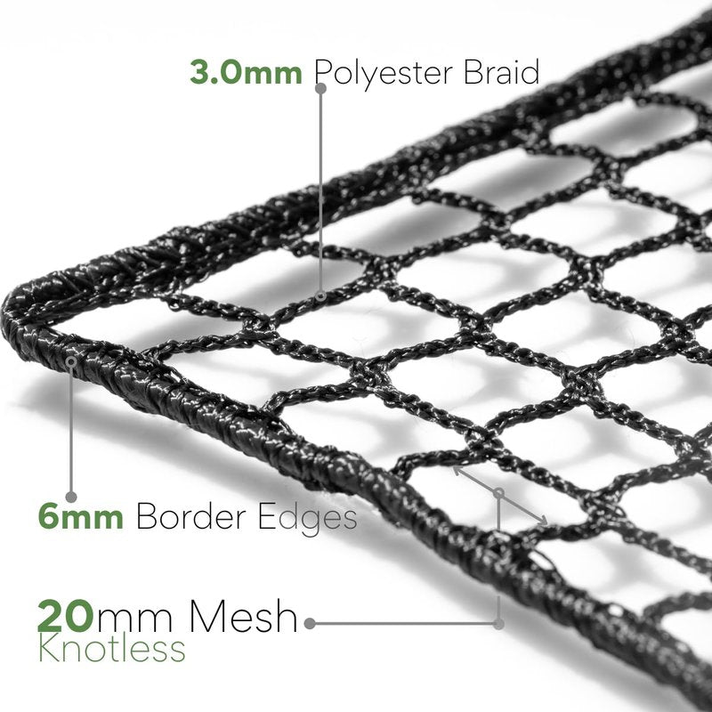Morelux 10x10ft Golf Impact Net | High-Density 3/4" Black Netting | Heavy-Duty 3.0mm Polyester Replacement Net for Garage & Backyard Practice (Net Only)